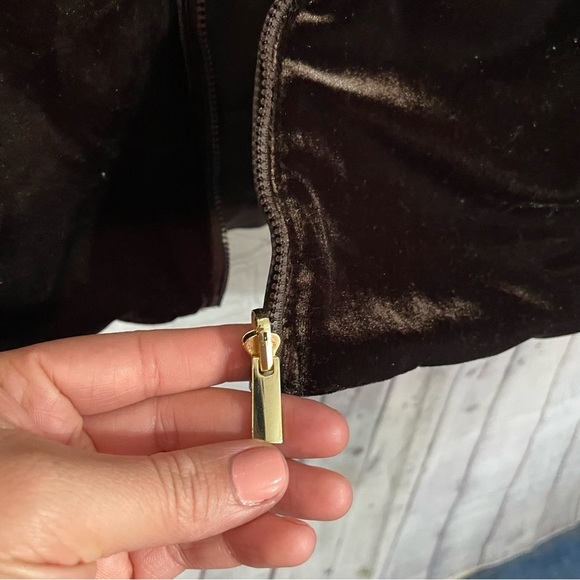 Brown Crushed Velvet Zip Up Women’s Reversible Vest Size: Large - Picture 5 of 7